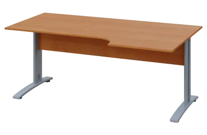 CRK 28 - 186 stůl kancelářský, rohový, pravý, kovová podnož stříbrná, deska 25 mm, široký 1800 mm, o